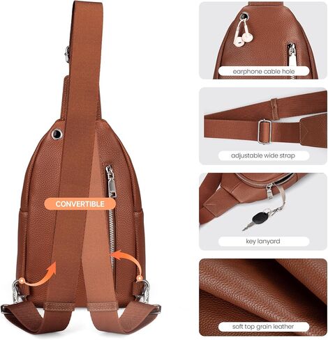 befen Anti Theft Genuine Leather Sling Bag for Women RFID Small Crossbody Bag Chest Bag Leather Fanny Packs for Travel in Kuwait