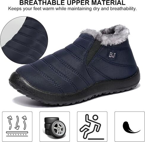 Waterproof Snow Boots for Women Outdoor Warm Fur Lined Booties Winter Comfortable Ankle Boots Lightweight Short Boots in Saudi Arabia
