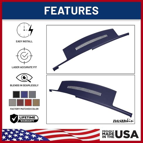 DashSkin Molded Plastic Dash Cover Compatible 1988-1994 C1500 C2500 C3500 K1500 K2500 K3500 Silverado Sierra Tahoe Yukon Suburban in Dark Blue - Made in The USA in Kuwait