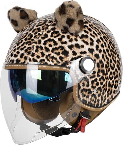 خوذات الوجه المفتوحة مع مصدقة معتمدة من Leather Leather 3/4 ، خوذات الوجه المفتوحة المعتمدة مع DUT مع حافة مزدوجة ، خوذة نصف دراجة للدراجة الدراسية للدراجات البخارية in Kuwait