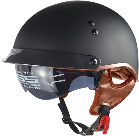Vintage Half Face Helmet Motorcycle Open Face Sun Visor Quick Release Buckle Cycling Motocross Helmets Suits Men Women DOT Approved in Saudi Arabia
