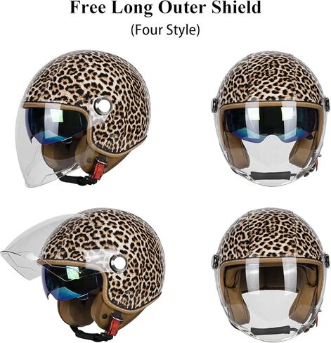 خوذات الوجه المفتوحة مع مصدقة معتمدة من Leather Leather 3/4 ، خوذات الوجه المفتوحة المعتمدة مع DUT مع حافة مزدوجة ، خوذة نصف دراجة للدراجة الدراسية للدراجات البخارية in Kuwait