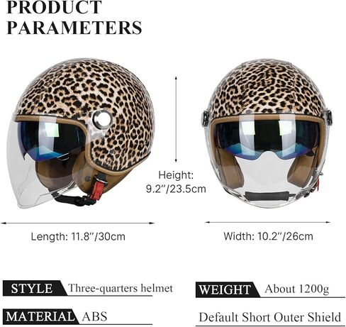 خوذات الوجه المفتوحة مع مصدقة معتمدة من Leather Leather 3/4 ، خوذات الوجه المفتوحة المعتمدة مع DUT مع حافة مزدوجة ، خوذة نصف دراجة للدراجة الدراسية للدراجات البخارية in Kuwait