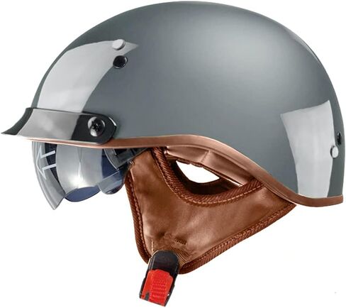 Vintage Half Face Helmet Motorcycle Open Face Sun Visor Quick Release Buckle Cycling Motocross Helmets Suits Men Women DOT Approved in Saudi Arabia