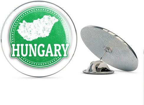 Hungary Map Grunge Stamp Round Metal 0.75" Lapel Pin Hat Shirt Pin Tie Tack Pinback in Saudi Arabia