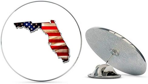 Florida State Shape American Flag Metal 0.75" Lapel Hat Pin Tie Tack Pinback in Saudi Arabia