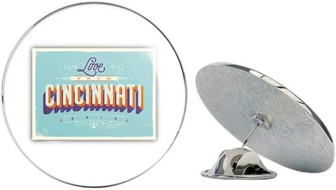 Cincinnati City Ohio USA Vintage Label Round Metal 0.75" Lapel Pin Hat Shirt Pin Tie Tack Pinback in Saudi Arabia