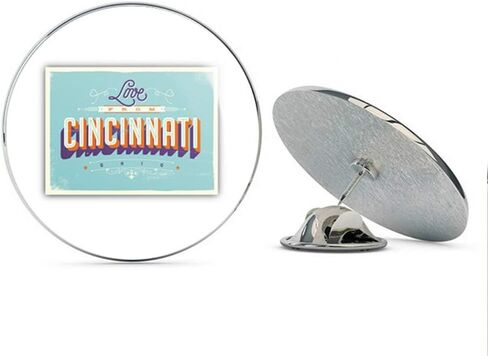 Cincinnati City Ohio USA Vintage Label Round Metal 0.75" Lapel Pin Hat Shirt Pin Tie Tack Pinback in Saudi Arabia