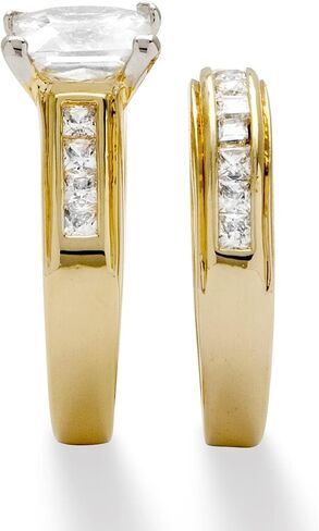Palmbeach Yellow Princess Cut Cut Zirconia Channel مجموعة حلقة الزفاف مجموعة أحجام 7-12 in Saudi Arabia