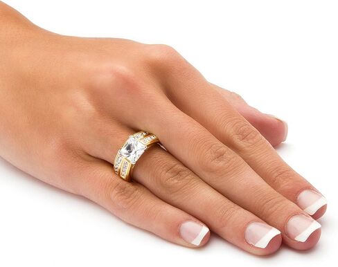 Palmbeach Yellow Princess Cut Cut Zirconia Channel مجموعة حلقة الزفاف مجموعة أحجام 7-12 in Saudi Arabia