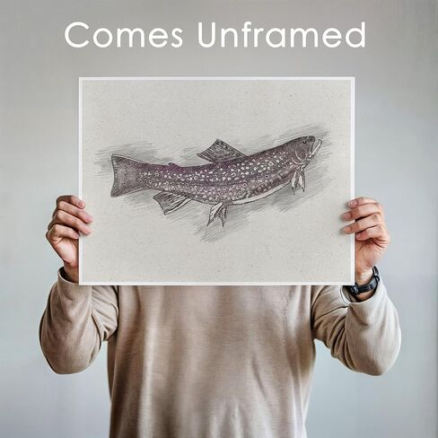 Vintage Fly Fishing Art Prints (Set of 4) - Unframed - 8x10 | Great Gift for Fisherman - Reproductions of Vintage Fishing Lure Drawings - Rustic Decor in Kuwait