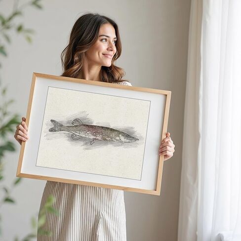 Vintage Fly Fishing Art Prints (Set of 4) - Unframed - 8x10 | Great Gift for Fisherman - Reproductions of Vintage Fishing Lure Drawings - Rustic Decor in Kuwait