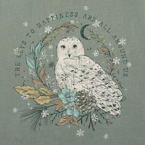 Life is Good Women's Crusher Tee, Long Sleeve Cotton Graphic T-Shirts, Key to Happiness Snowy Owl in Saudi Arabia