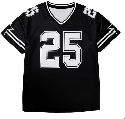 Jersey Shirts for Women Y2k Graphic Number Oversized Tees V Neck Baggy Streetwear T Shirt Summer Tops in Saudi Arabia