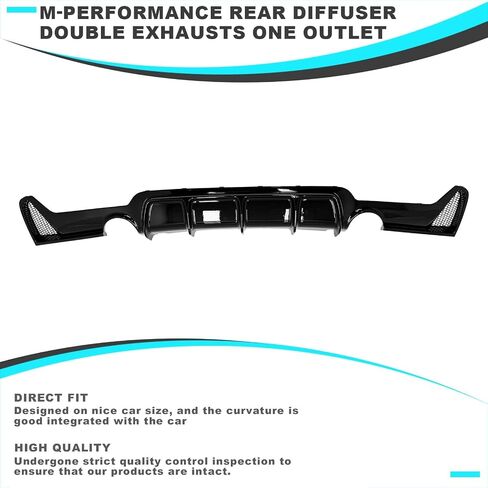 Rear Diffuser Compatible with 2014-2020 BMW 4 Series F32 F33 F36 M-Performance Style Rear Bumper Lower Lip Diffuser Double Exhaust One Outlet (Gloss Black) in Kuwait
