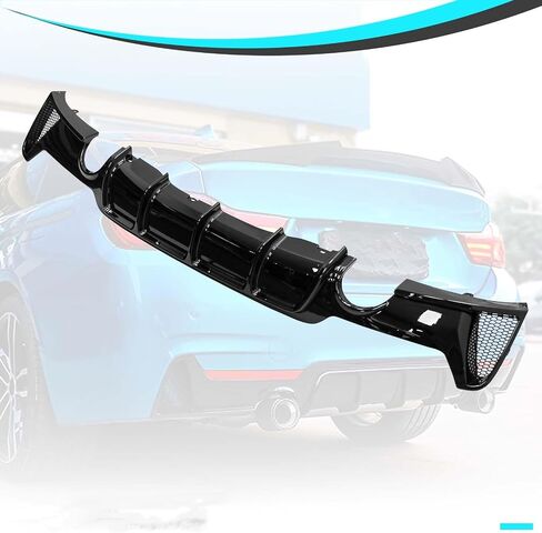 Rear Diffuser Compatible with 2014-2020 BMW 4 Series F32 F33 F36 M-Performance Style Rear Bumper Lower Lip Diffuser Double Exhaust One Outlet (Gloss Black) in Kuwait
