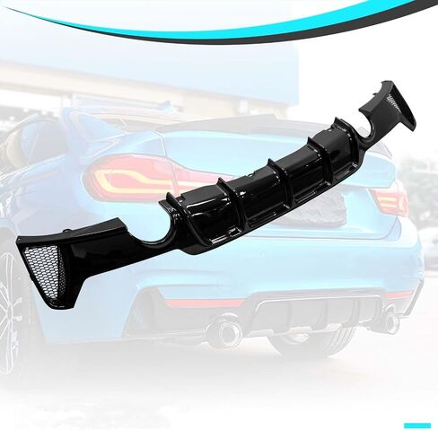 Rear Diffuser Compatible with 2014-2020 BMW 4 Series F32 F33 F36 M-Performance Style Rear Bumper Lower Lip Diffuser Double Exhaust One Outlet (Gloss Black) in Kuwait
