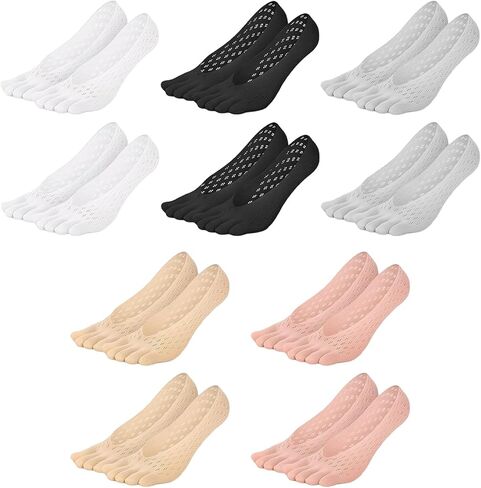 Bunion Socks, 10 Pair Socks with Toes Separated for Women and Men, No Show Low Cut Liner Five Finger with Gel Tab, Breathable Align Toe Sock for Bunion in Saudi Arabia