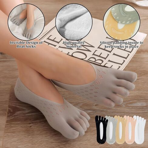 Bunion Socks, 10 Pair Socks with Toes Separated for Women and Men, No Show Low Cut Liner Five Finger with Gel Tab, Breathable Align Toe Sock for Bunion in Saudi Arabia