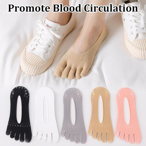Bunion Socks, 10 Pair Socks with Toes Separated for Women and Men, No Show Low Cut Liner Five Finger with Gel Tab, Breathable Align Toe Sock for Bunion in Saudi Arabia