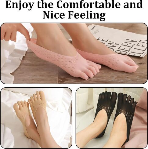 Bunion Socks, 10 Pair Socks with Toes Separated for Women and Men, No Show Low Cut Liner Five Finger with Gel Tab, Breathable Align Toe Sock for Bunion in Saudi Arabia