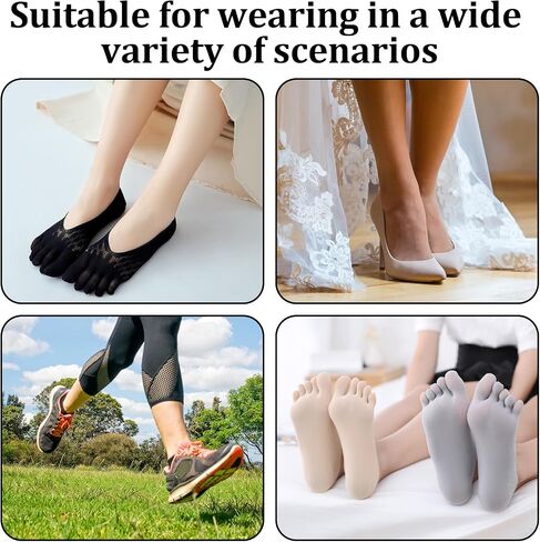 Bunion Socks, 10 Pair Socks with Toes Separated for Women and Men, No Show Low Cut Liner Five Finger with Gel Tab, Breathable Align Toe Sock for Bunion in Saudi Arabia