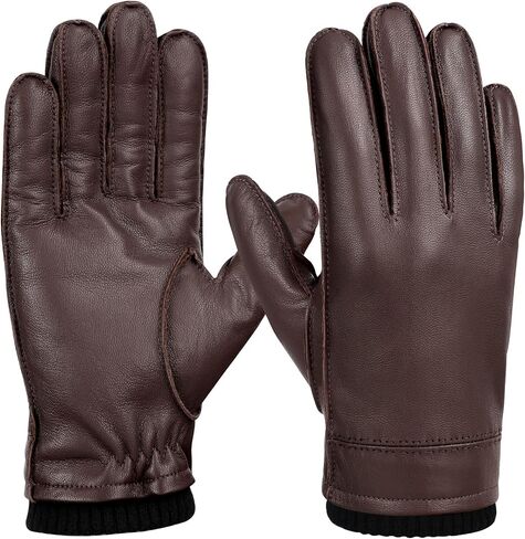 FIORETTO Men's Chrome free Leather Driving Gloves Touchscreen Warm Cashmere Wool Lined Sheepskin Winter Gloves M24002 in Saudi Arabia