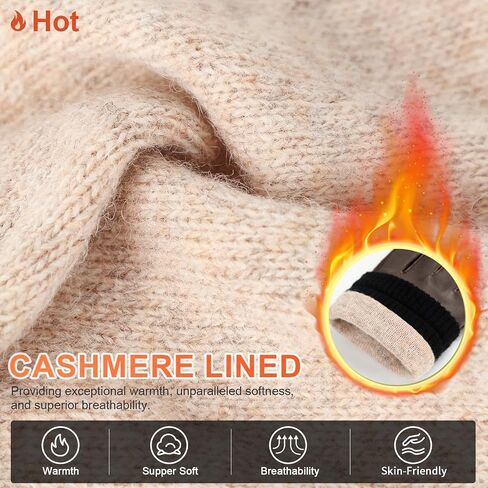 FIORETTO Men's Chrome free Leather Driving Gloves Touchscreen Warm Cashmere Wool Lined Sheepskin Winter Gloves M24002 in Saudi Arabia