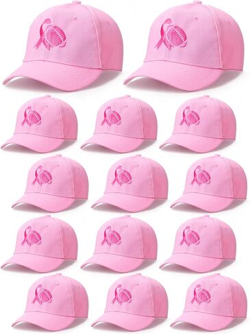 12 Pcs Breast Cancer Awareness Hats Pink Football Hat for Pink Out Football Games Cheerleaders Breast Cancer Awareness Month Gifts for Women in Saudi Arabia