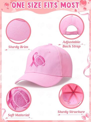 12 Pcs Breast Cancer Awareness Hats Pink Football Hat for Pink Out Football Games Cheerleaders Breast Cancer Awareness Month Gifts for Women in Saudi Arabia