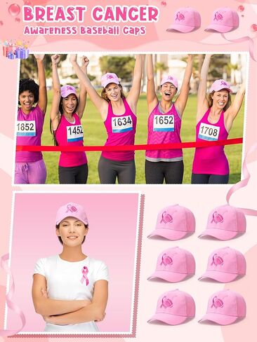 12 Pcs Breast Cancer Awareness Hats Pink Football Hat for Pink Out Football Games Cheerleaders Breast Cancer Awareness Month Gifts for Women in Saudi Arabia