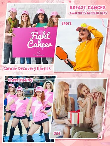12 Pcs Breast Cancer Awareness Hats Pink Football Hat for Pink Out Football Games Cheerleaders Breast Cancer Awareness Month Gifts for Women in Saudi Arabia