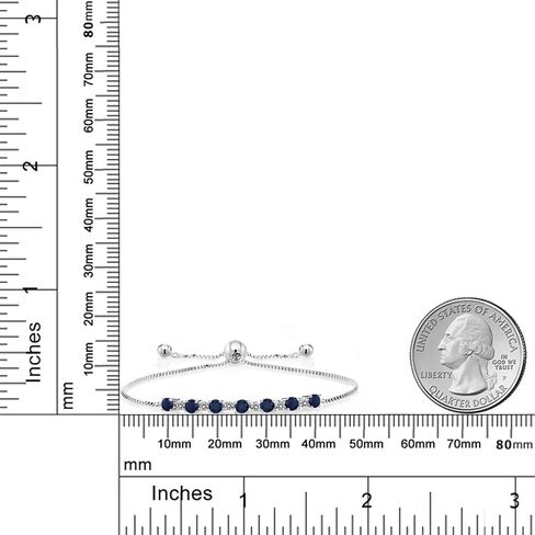 Gem Stone King 1.06 Cttw Blue Sapphire and White Diamond Tennis Bracelet For Women | 925 Sterling Silver | Gemstone Birthstone | Round 3MM and 1.7MM | Fully Adjustable Up to 9 Inch in Saudi Arabia