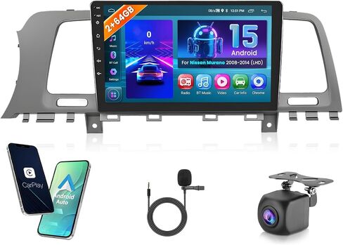 Hikity Android Car Stereo for Nissan Murano 2008-2014 (LHD) راديو 2+64 جيجابايت 9 بوصة تعمل باللمس راديو السيارة اللاسلكي Carplay Android Auto دعم نظام تحديد المواقع والملاحة واي فاي بلوتوث FM EQ كاميرا احتياطية in Saudi Arabia