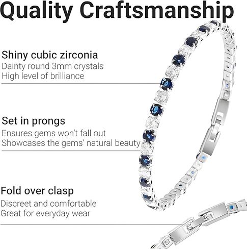 Tennis Bracelets for Women Trendy - Cubic Zirconia Bracelet for Women - Dainty Cute Fashion Womens Bracelets CZ Jewelry - 8" Inches in Saudi Arabia