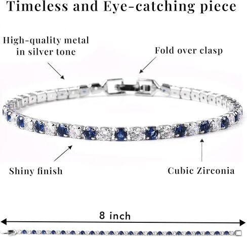 Tennis Bracelets for Women Trendy - Cubic Zirconia Bracelet for Women - Dainty Cute Fashion Womens Bracelets CZ Jewelry - 8" Inches in Saudi Arabia