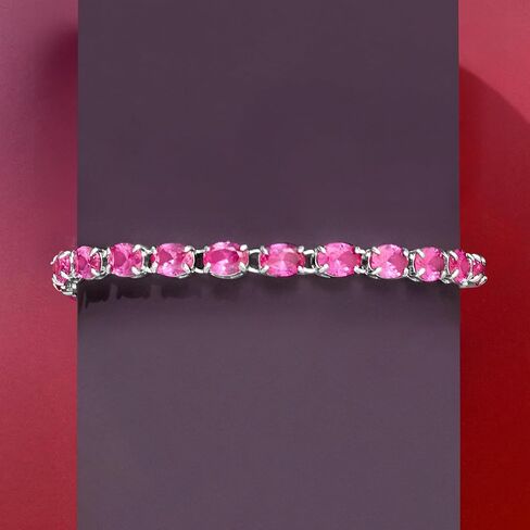 روس سايمونز 19.00 CT. T.W. سوار التنس توباز الوردي في الفضة الاسترليني in Saudi Arabia