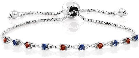 Gem Stone King 925 Sterling Silver Gemstone Birthstone and Blue Created sapphire Infinity Tennis Bracelet For Women | Round 2.5MM | Adjustable Bolo Bracelet Up to 9 Inch | Easy-On Easy-Off in Saudi Arabia