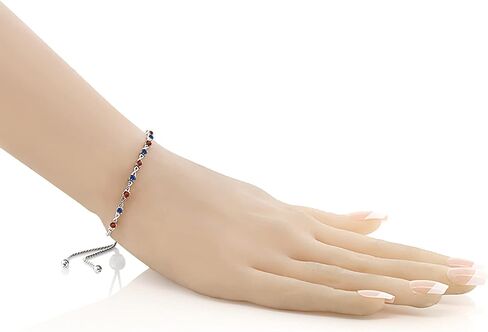 Gem Stone King 925 Sterling Silver Gemstone Birthstone and Blue Created sapphire Infinity Tennis Bracelet For Women | Round 2.5MM | Adjustable Bolo Bracelet Up to 9 Inch | Easy-On Easy-Off in Saudi Arabia