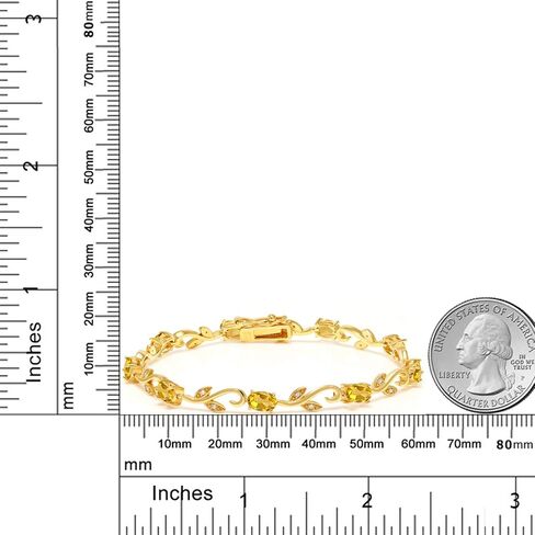 GEM Stone King 18K الذهب الأصفر المطلي بالسيترين البيضاوي المغطى بيضاوي وبيضاء سوار تنس الكرمة اليونانية البيضاء للنساء (3.73 CTTW ، أحجار الأحجار الكريمة ، 7 بوصات) in Saudi Arabia