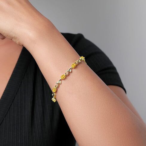 GEM Stone King 18K الذهب الأصفر المطلي بالسيترين البيضاوي المغطى بيضاوي وبيضاء سوار تنس الكرمة اليونانية البيضاء للنساء (3.73 CTTW ، أحجار الأحجار الكريمة ، 7 بوصات) in Saudi Arabia