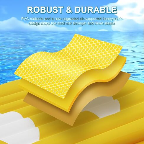 Inflatable Tanning Pool Lounger Float for Adults,71" X 71" Large Inflatable Pool Floats with Headrest and Cup Holder Sunbathing Pool Lounge Raft Floatie Toys Water Filled Bed Mat Pad for Pool, Lake in Saudi Arabia