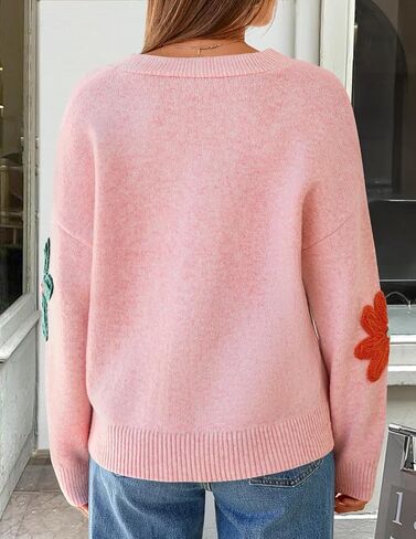 Zesica Womens Fall Floral Cardigan Subsigan 2025 غير رسمي طويل الأكمام مفتوحة زر الأمامي لأسفل V سترة متماسكة in Saudi Arabia