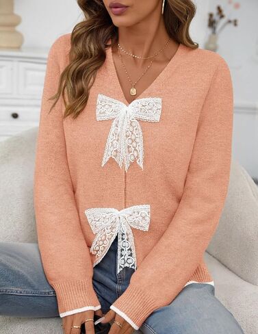 MEROKEETY Women's Tie Front Bow Cardigan Sweaters 2025 Long Sleeve Chunky Knit Cute Trendy Fall Winter Coats in Saudi Arabia