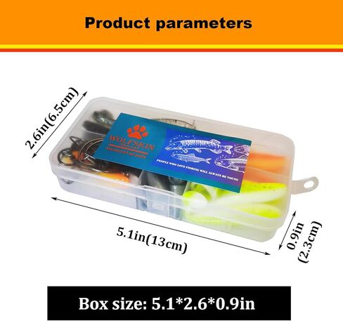 WOLFSKIN Fishing Lure Kit Soft Lure Fishing Bait Set Including Hooks Plastic Paddle Tail Swimbaits Curly Tail Worms Grubs for Bass Trout Walleye Crappie Freshwater Saltwater in Saudi Arabia