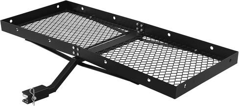60 × 20 صينية حاملة شحن عوائق ، سلة شحن Hitch Mount - سعة 500 رطل ، 2 بوصة ساق قابلة للطي ، الفولاذ الأسود - سيارات وسيارات الدفع الرباعي والشاحنات in Kuwait