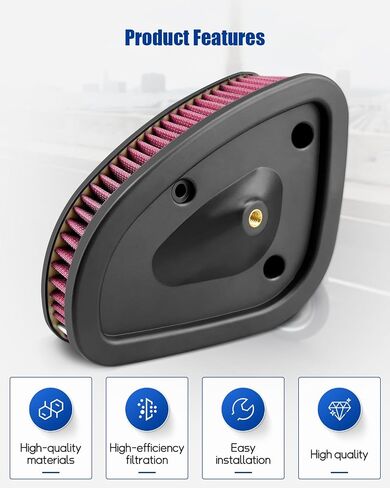 محرك مرشح الهواء الملائم لهارلي ديفيدسون Air Filter Road King ، Electra Glide ، Ultra ، Classic ، Freewheeler ، Street ، Glide ، Limited 2017-2021 PowerSport Air Filter استبدال HD-1717 29400212 in Kuwait