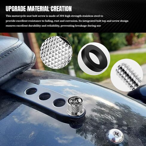 Motorcycle Stainless Knurled Fender Rear Seat Bolt Screw 1/4"-20 Thread, Touring Sportster Softail Dyna CVO Fatbob Electra Glide Street Glide 1996-2025 Black (Plating Color) in Saudi Arabia