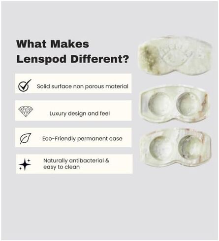 Premium Contact Lens Case | Durable, Non-Plastic, Eco-Friendly Contact Case | Sleek Modern Design with Magnetic Locking System | Made from Luxury Solid Surface Material (White Onyx) in Saudi Arabia