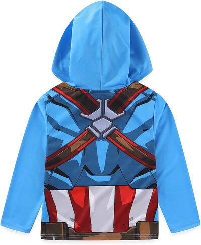 Marvel Avengers Iron Man Captain America Spider-Man Miles Morales Venom Boys Long Sleeve Hooded Shirt for Big Kids in Saudi Arabia
